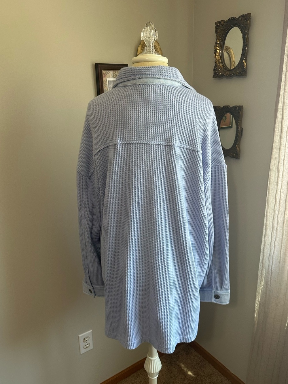 Vici Light Blue Utility Waffle-Knit Jacket - Picture 4 of 5